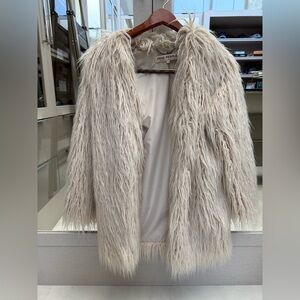 Free People Cream Faux Fur Jacket
